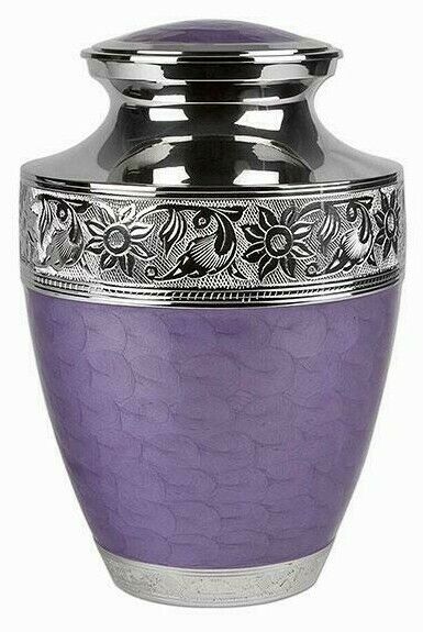 Large/Adult 200 Cubic Inch Purple Brass Funeral Cremation Urn for Ashes