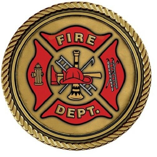 Fire Dept. Medallion for Box Cremation Urn/Flag Case - 4 Inch Diameter
