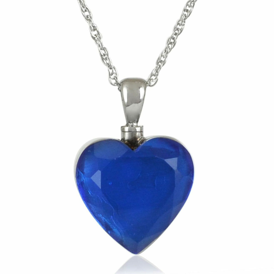 Blue Heart Stainless Steel Pendant/Necklace Funeral Cremation Urn for Ashes