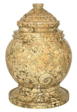 Load image into Gallery viewer, Princess Fossil Stone Marble Adult/Large Funeral Cremation Urn for Ashes 11.5&quot;

