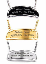 Load image into Gallery viewer, Engraved 3 Inch/3 Line Brass Nameplate Tag For Adult Cremation Urn - Black
