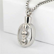 Load image into Gallery viewer, &quot;I Love You&quot; Stainless Steel Cremation Urn Pendant for Ashes w/20-in Necklace
