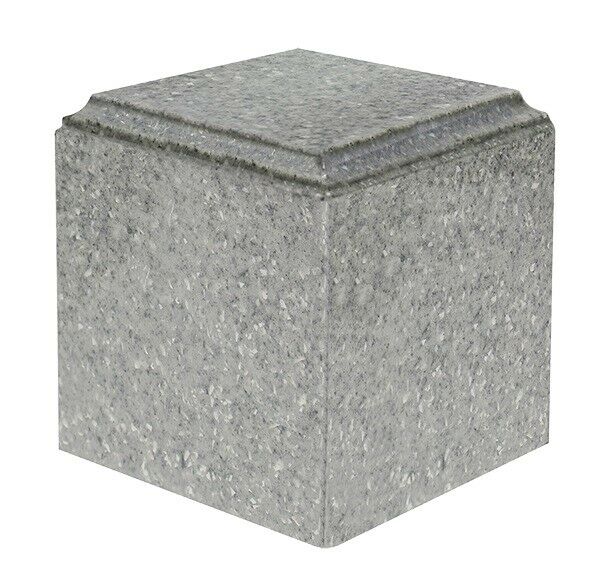 Large/Adult 280 Cubic Inch Gray Cultured Granite Cube Cremation Urn For Ashes