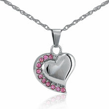 Load image into Gallery viewer, Small/Keepsake Pink Stones Heart Pendant Funeral Cremation Urn for Ashes
