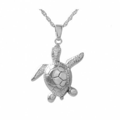 Sterling Silver Turtle Pendant/Necklace Funeral Cremation Urn for Ashes