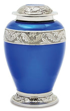 Load image into Gallery viewer, Berkshire 210 Cubic Inches Large/Adult Blue &amp; Silver Cremation Urn for Ashes
