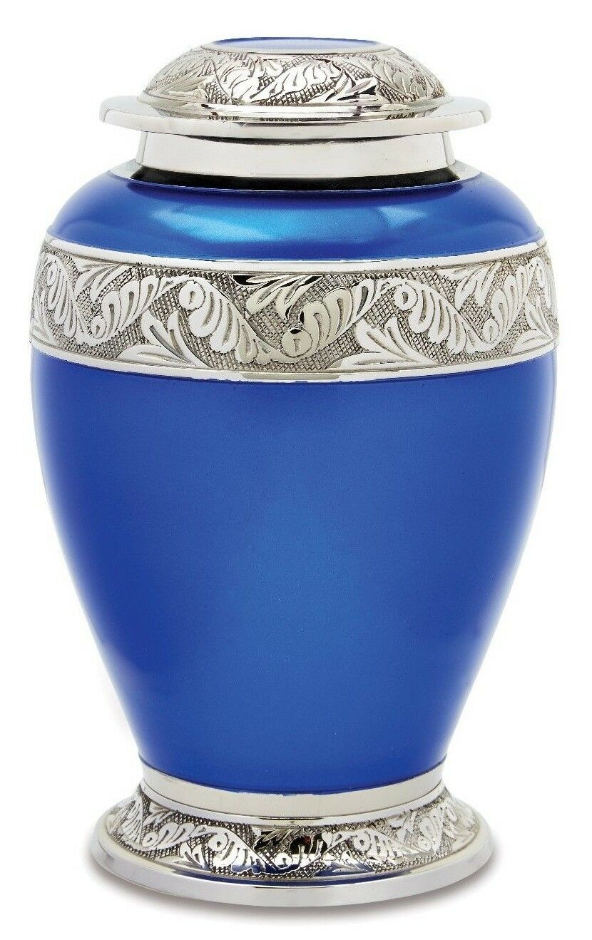 Berkshire 210 Cubic Inches Large/Adult Blue & Silver Cremation Urn for Ashes