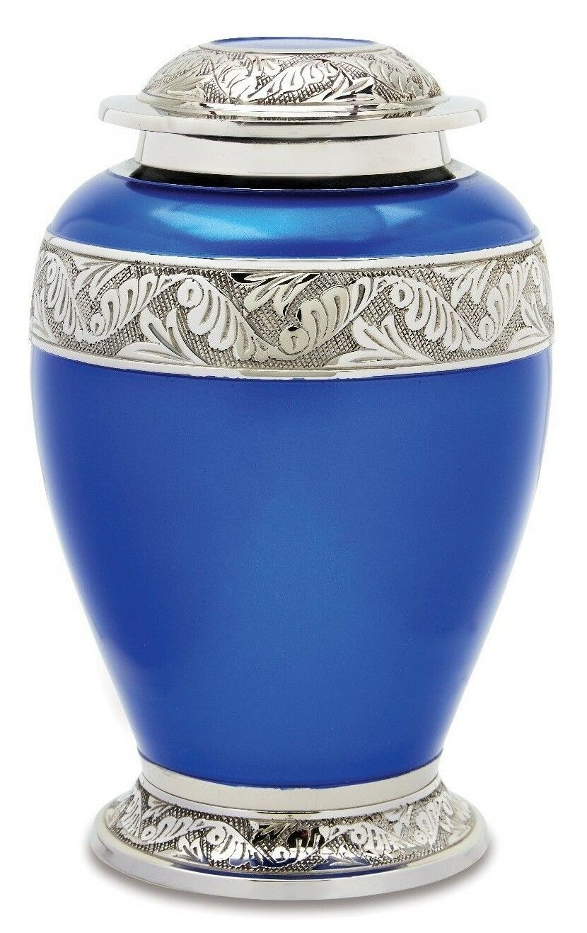 Berkshire 210 Cubic Inches Large/Adult Blue & Silver Cremation Urn for Ashes