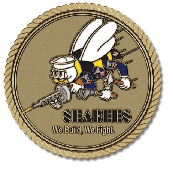 Seabees Medallion for Box Cremation Urn/Flag Case - 2 Inch Diameter