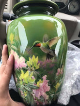 Load image into Gallery viewer, Large/Adult 210 Cubic Inch Metal Hummingbird Funeral Cremation Urn for Ashes
