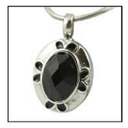 Oval Gem Stainless Steel Funeral Cremation Urn Jewelry Pendant w/Chain