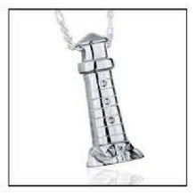 Load image into Gallery viewer, Lighthouse Stainless Steel Funeral Cremation Urn Pendant w/Chain for Ashes
