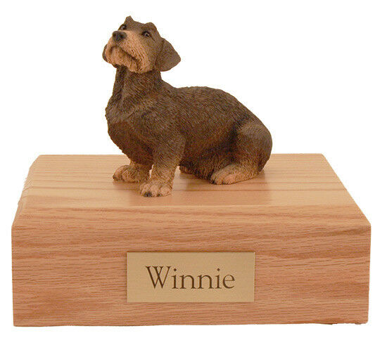 Wire Haired Dachshund Pet Funeral Cremation Urn Avail in 3 Diff Colors & 4 Sizes