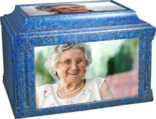Load image into Gallery viewer, Large 225 Cubic Inch Atlantis Sapphire Cultured Granite Portrait Cremation Urn
