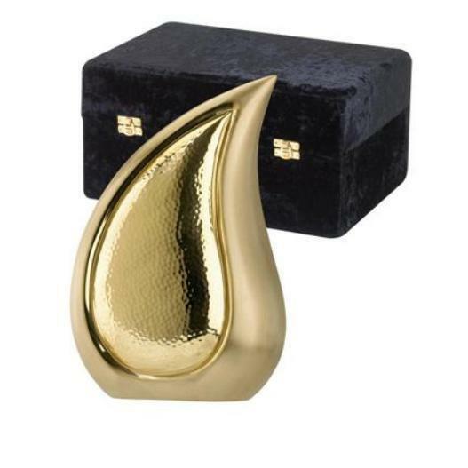 Large/Adult Size 170 Cubic Ins Tear Drop Shaped Solid Brass Cremation Urn