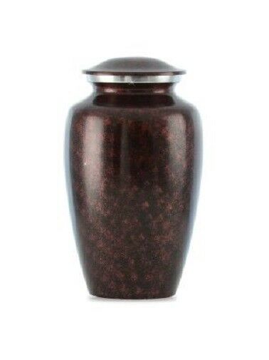 Large/Adult 228 Cubic Inch Scarlet Marble Brass Funeral Cremation Urn for Ashes