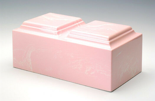 Classic Marble Pink Companion Funeral Cremation Urn, 420 Cubic Inch TSA Approved
