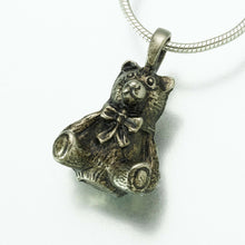 Load image into Gallery viewer, Antique Teddy Bear Pendant White Bronze Tone Funeral Cremation Jewelry Urn Ashes
