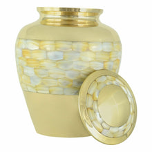 Load image into Gallery viewer, Large/Adult 230 Cubic Inches Mother of Pearl Brass Cremation Urn for Ashes
