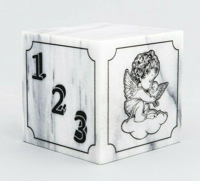 Small/Keepsake White Natural Marble Infant Urn for Cremation Ashes Angel/Cherub