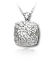 Load image into Gallery viewer, Sterling Silver Dragon Cushion Funeral Cremation Urn Pendant for Ashes w/Chain
