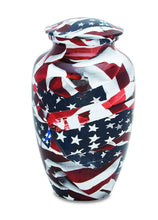 Load image into Gallery viewer, American Flag 210 Cubic Inches Large/Adult Funeral Cremation Urn for Ashes
