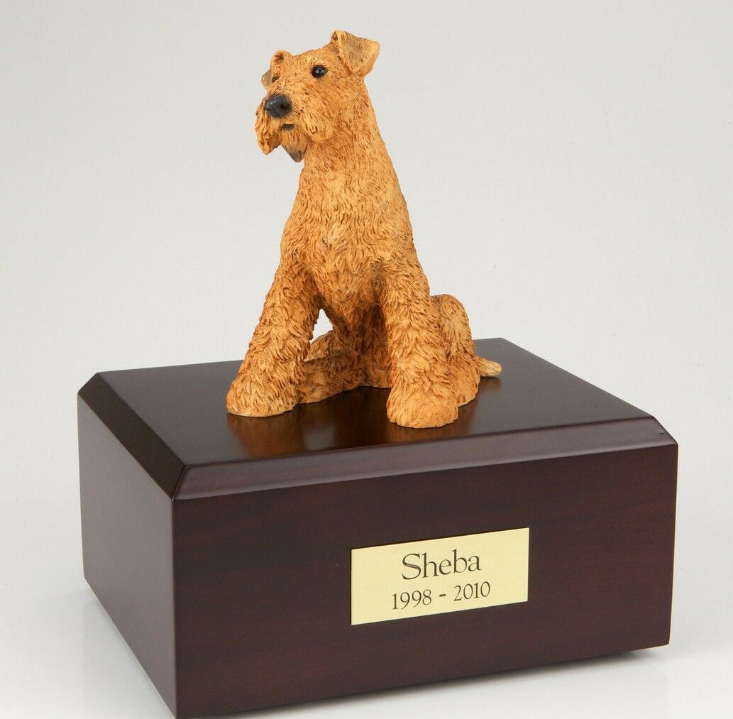 Airedale Terrier Pet Funeral Cremation Urn Avail in 3 Different Colors & 4 Sizes