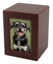 Load image into Gallery viewer, Small/Keepsake Cherry Wood  Funeral Cremation Urn with photo, 40 Cubic Inches
