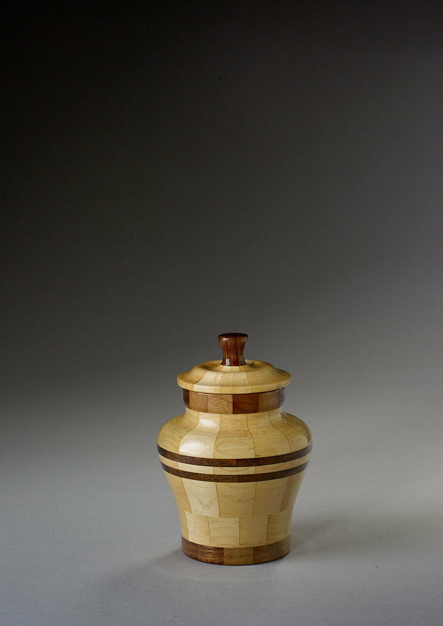Peace Maple and Black Walnut Wood Keepsake Funeral Cremation Urn, 15 Cubic In.