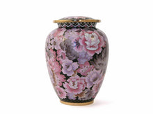 Load image into Gallery viewer, Small/Keepsake Floral Blush Cloisonne Funeral Cremation Urn, 50 Cubic Inches
