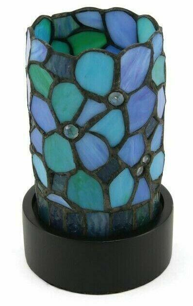 Small/Keepsake Blue Stained Glass Light of Remembrance Cremation Urn w/LED