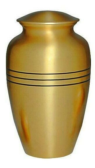 Large/Adult 200 Cubic Inch Classic Gold Brass Funeral Cremation Urn for Ashes