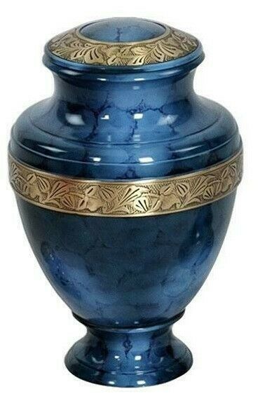Large/Adult 200 Cubic Inch Midnight Iris Brass Funeral Cremation Urn for Ashes