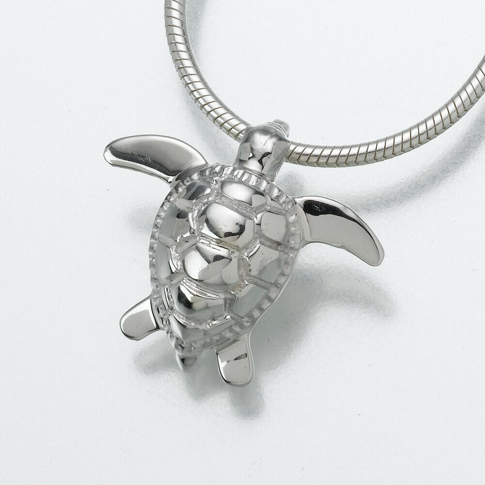 Sterling Silver Sea Turtle Pendant Funeral Cremation Jewelry Urn For Ashes