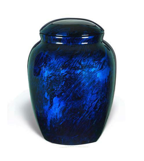 Large/Adult 210 Cubic Inch Fiber Glass Funeral Cremation Urn for Ashes - Blue