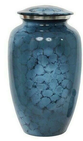 Large/Adult 200 Cubic Inch Metal Denim Blue Funeral Cremation Urn for Ashes