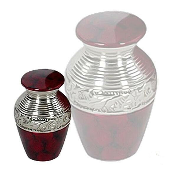 Small/Keepsake 4 Cubic Inch Red Classic Brass Funeral Cremation Urn for Ashes