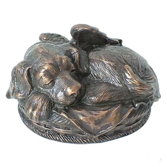 Small/Keepsake 55 Cubic Inch Bronze Dog Angel Pet Funeral Cremation Urn