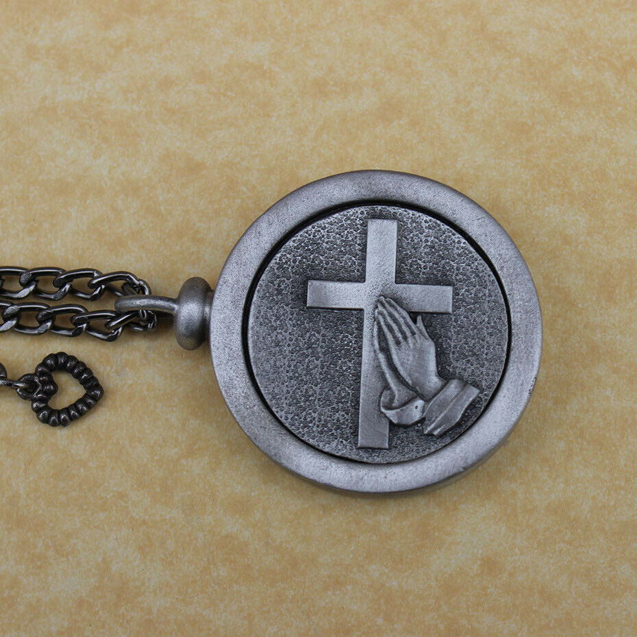 Pewter Keepsake Pet Memory Charm Cremation Urn with Chain - Christian Prayers