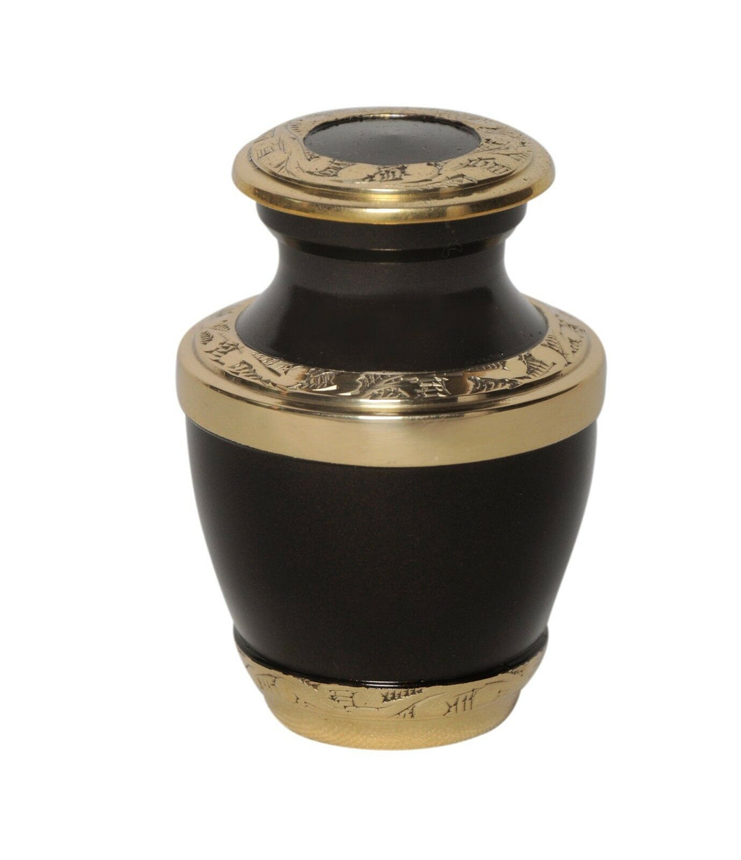 Small/Keepsake 3 Cubic Inches Mocha Brown Brass Funeral Cremation Urn for Ashes