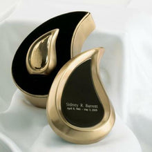 Load image into Gallery viewer, Small/Keepsake 3 Cubic Inches Tear Drop Brass Cremation Urn with Engraved Case
