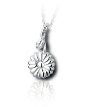 Load image into Gallery viewer, Sterling Silver Sunflower Horn Funeral Cremation Urn Pendant for Ashes w/Chain
