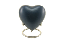 Load image into Gallery viewer, Small/Keepsake 3 Cubic Inch Blue Aluminum Grecian Heart Funeral Cremation Urn
