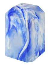 Load image into Gallery viewer, Small/Keepsake 36 Cubic Inch Blue Square Cultured Onyx Cremation Urn Ashes
