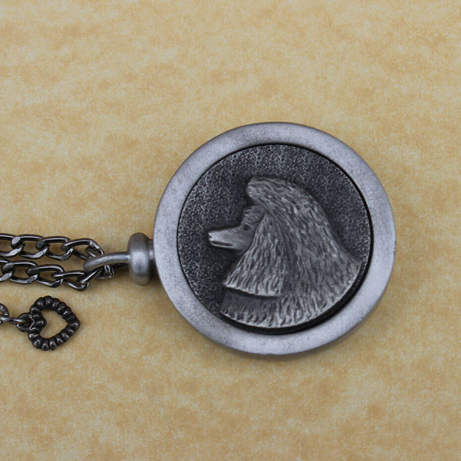 Pewter Keepsake Pet Memory Charm Cremation Urn with Chain - Poodle