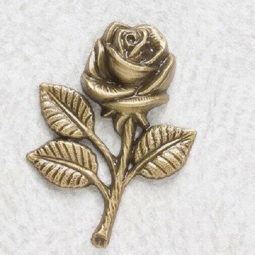 Brass Rose Applique for Funeral Round Cremation Urn, Pewter Also Available