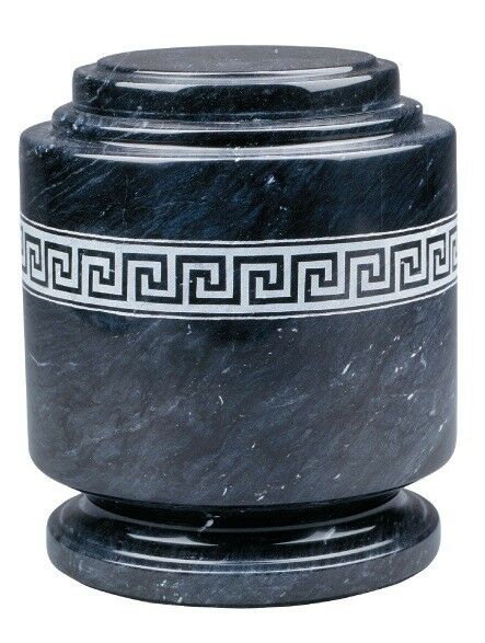 Large/Adult 205 Cubic Inches Greek Fret Natural Marble Urn for Cremation Ashes
