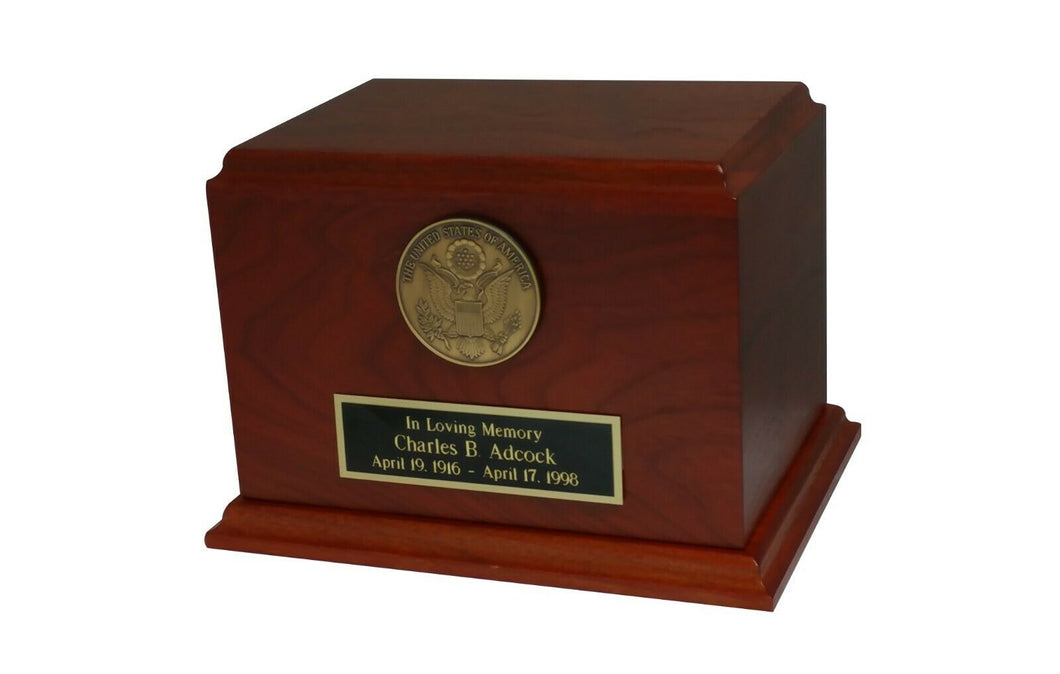 Large/Adult Walnut 200 Cubic Inch Funeral Cremation Urn for Ashes - Great Seal