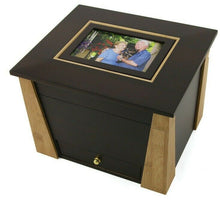 Load image into Gallery viewer, Large 200 Cubic Inch Wood Craftsman Memory Chest Cremation Urn w/Photo Frame
