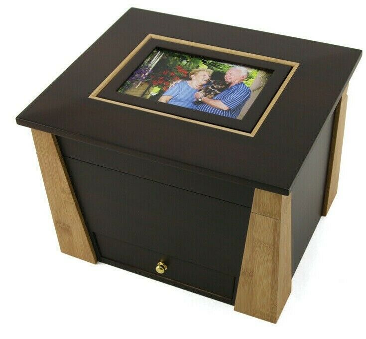 Large 200 Cubic Inch Wood Craftsman Memory Chest Cremation Urn w/Photo Frame